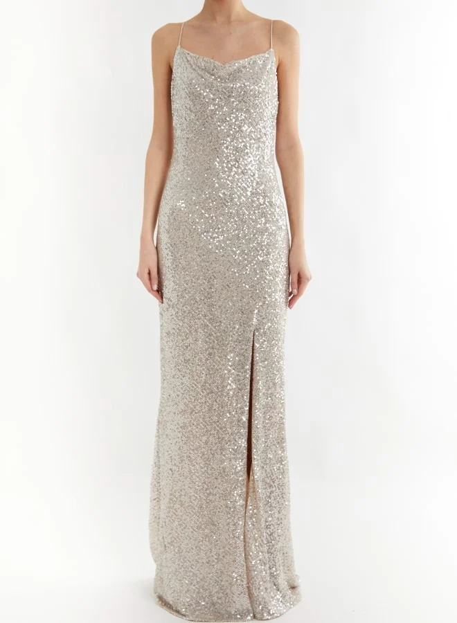 ترو ديكادينس Pippa Cowl Neck Front Split Slip Dress